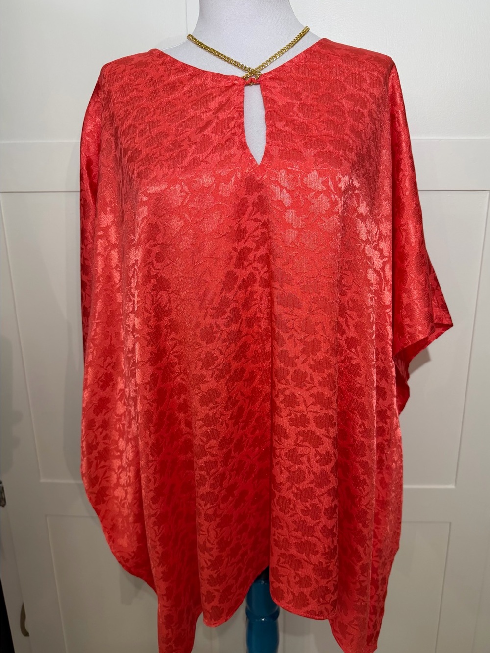Michael Kors Coral Floral Blouse with Gold Chain